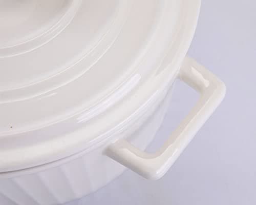 WHJY 1 Quart White Ceramic Casserole Dish with Lid for Baking