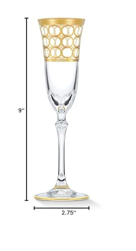 Lorren Home Trends Infinity Gold Ring & Champagne Flute Set