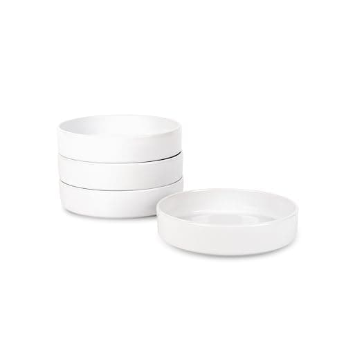 Stoneware Celina Bowl Set, 4-Piece White Pasta Bowls for Kitchen