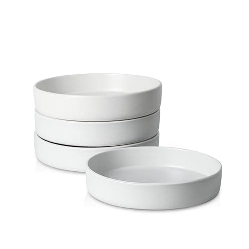 Stoneware Celina Bowl Set, 4-Piece White Pasta Bowls for Kitchen — White Speckled