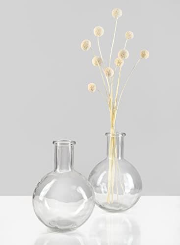 Vintage Clear Bottleneck Vase Set for Living Room and Bathroom