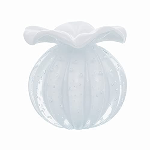 Murano Crystal Vases for Flowers - Elegant Decorative Centerpiece & Small Crystal Vase for Home Decoration - 4.72x4.72 Inches — White