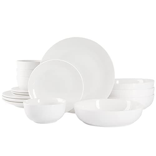 Gibson Home Oslo Porcelain Chip & Scratch Resistant Dinnerware Set, White (16pcs, Service for 4) — White (Round)