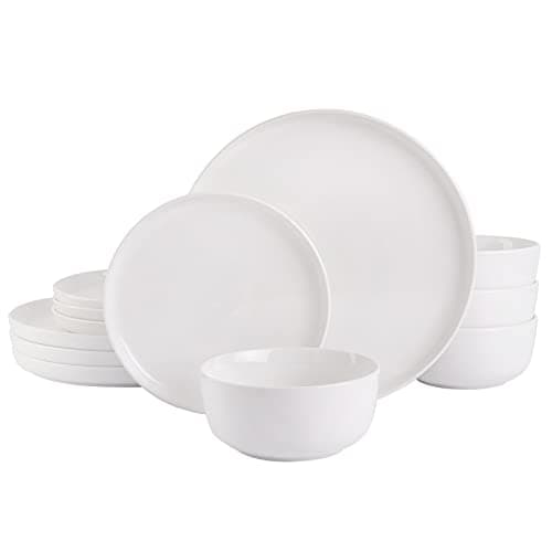 Gibson Home Oslo Porcelain Chip & Scratch Resistant Dinnerware Set, White (16pcs, Service for 4) — White (12pcs)