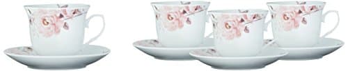 Butterfly and Floral Design Tea/Coffee Set for 4, Pink