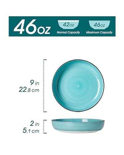 Vancasso Bonita Series Blue 4-Piece Ceramic Pasta Bowls Set