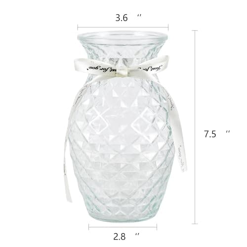 Gradient Color Diamond Pattern Glass Vase for Home and Events, 7.5 inch