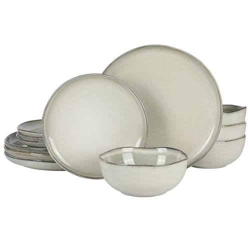 Gibson Elite Soho Lounge Dinnerware Set, Soft Square, Teal, Service for 4 (16pc) — Moon White