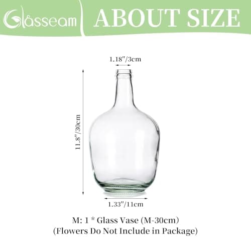 Glasseam 12in Clear Vase for Decor and Flowers
