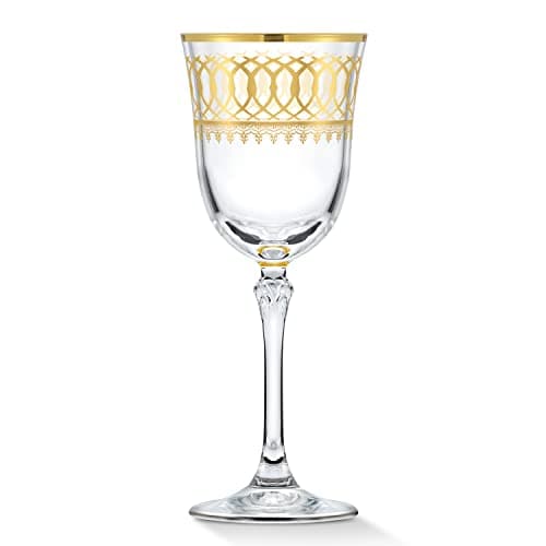 Lorren Home Gold Embellished Red Wine Goblet Set