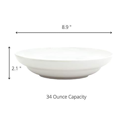 Euro Ceramica White Essential Porcelain Pasta Bowls, Set of 4, Inverted Rim Design