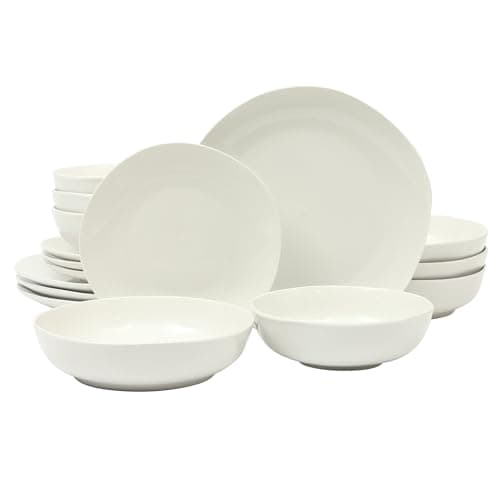 Gibson Home Zen Buffet White Porcelain Dinnerware Set (16pcs, Square) — Lindendale White