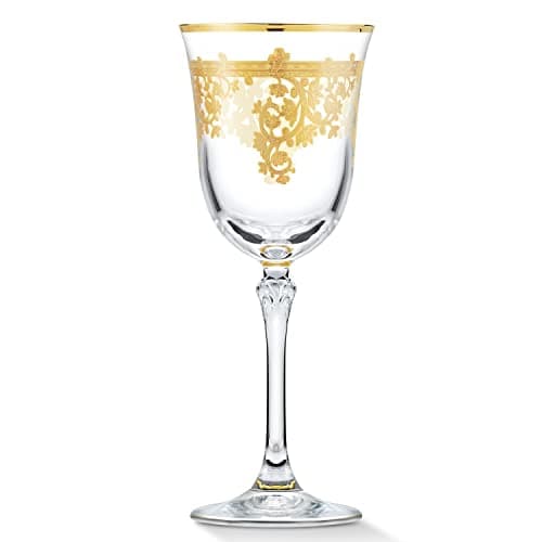 Gold Crystal Red Wine Goblets Set of 4 - Made in Italy (Pack 1)