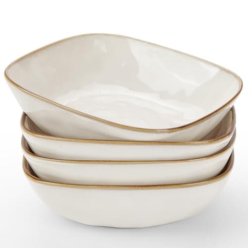 Famiware Ocean Round Large Pasta Bowls Set of 4, Gray — Cappuccino White