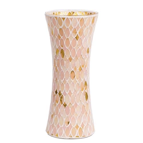Mosaic Pink Glass Flower Vase, Large Living Room & Kitchen Decor