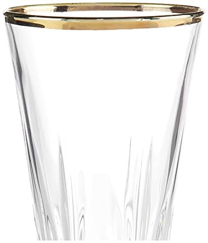 Crystal Flute Glasses with Gold Band Design, Set of 4 by Lorren Home Trends