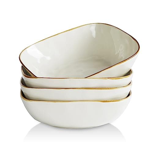Famiware Ocean Round Large Pasta Bowls Set of 4, Gray — Vanilla White