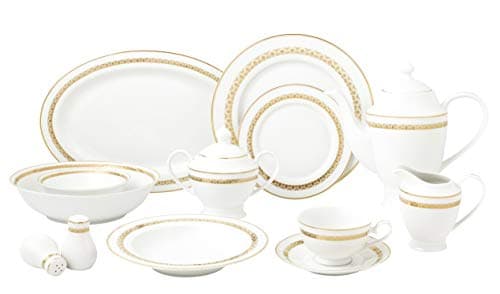 Lorren Home Trends Caramel-57 Dinner Sets, Gold