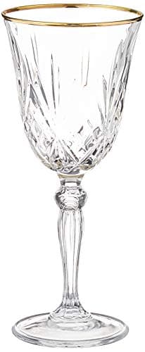 Crystal Flute Glasses with Gold Band Design, Set of 4 by Lorren Home Trends — White Wine