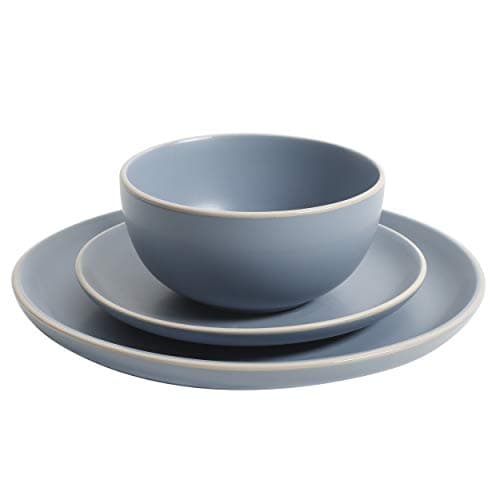 Gibson Home Rockaway Round Stoneware Dinnerware Set, Blue (4 Servings)