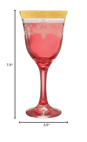 Lorenzo Import Red-Corona Wine Goblets, 9 Oz Set of 6