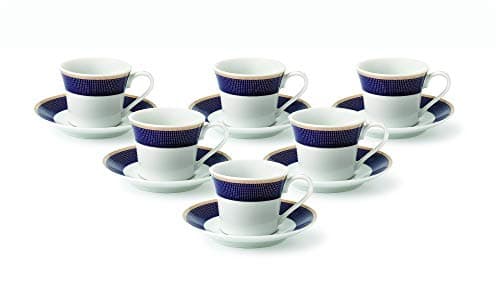 Midnight Blue Cups and Saucers by Lorren Home Trends