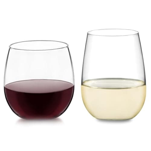 Elegant Libbey Vina Red Wine Glasses, 18.25 Oz Set of 6 for Weddings and More — Red & White, Stemless (Standard Packaging)