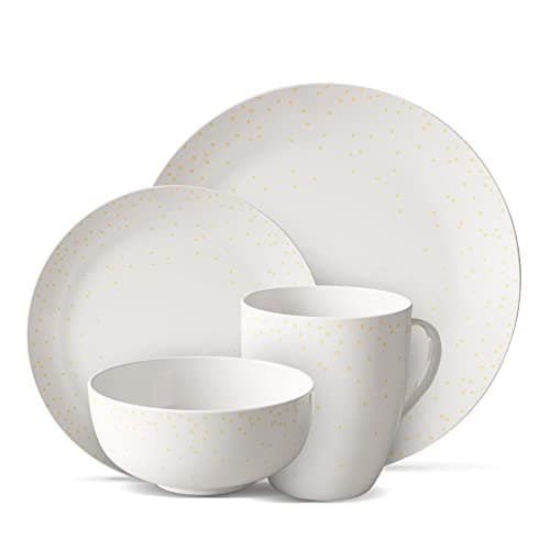 Safdie & Co. Gold Marble 16-Piece Dinnerware Indoor/Outdoor Sets — White/Gold
