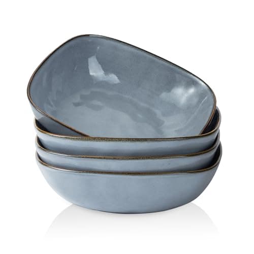 Famiware Ocean Round Large Pasta Bowls Set of 4, Gray — Blue