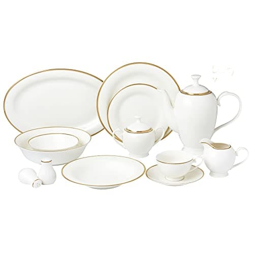 Lorren Home Trends Daisy-57 Bone China Dinnerware Set for 8