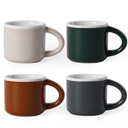 INGOFIN Ceramic Espresso Cups Set of 4, 2 oz Demitasse Mug Accessories — Autumn-Winter Tones
