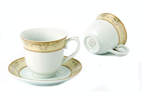 Lorren Home Trends Chloe 4 Cups and Saucers Gold