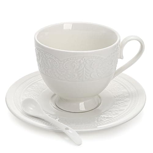Youeon 6-Piece Porcelain Tea Set: Cappuccino, Latte, and Espresso Cups with Spoons