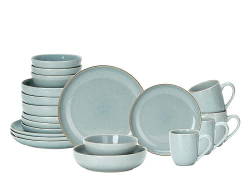 Eur-Nordic Shiny Glaze Grey Dinnerware Set with Speckle Effect