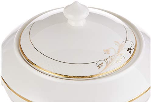 Bone China Soup Tureen with Lid, Rosalia Pattern by Lorren Home Trends - Gold - for Lorenzo Import's La Luna Collection