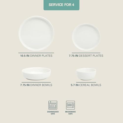 Gibson Home Oslo Porcelain Chip & Scratch Resistant Dinnerware Set, White (16pcs, Service for 4)