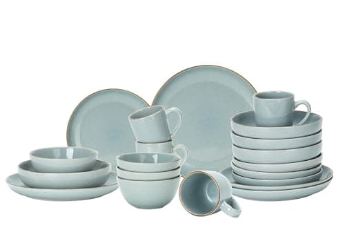Eur-Nordic Shiny Glaze Grey Dinnerware Set with Speckle Effect