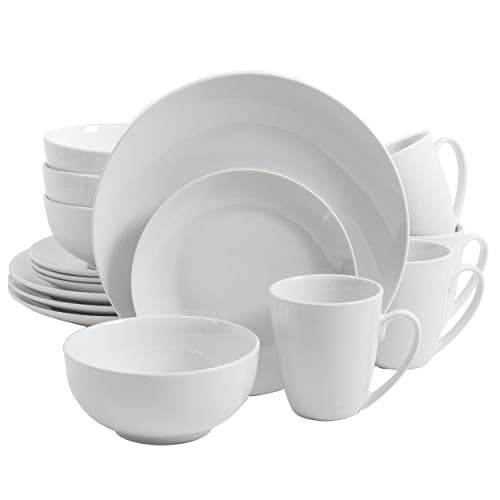 Gibson Home Zen Buffet Porcelain Dinnerware Set for 6 (30pcs), White — White (Coupe - 16pcs)
