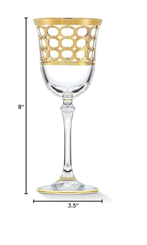 Lorren Home Trends Infinity Gold Ring Red Wine Goblet Set