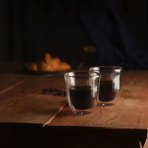 Double Walled Espresso Cups Set of 2, 5 oz Clear Insulated Mugs