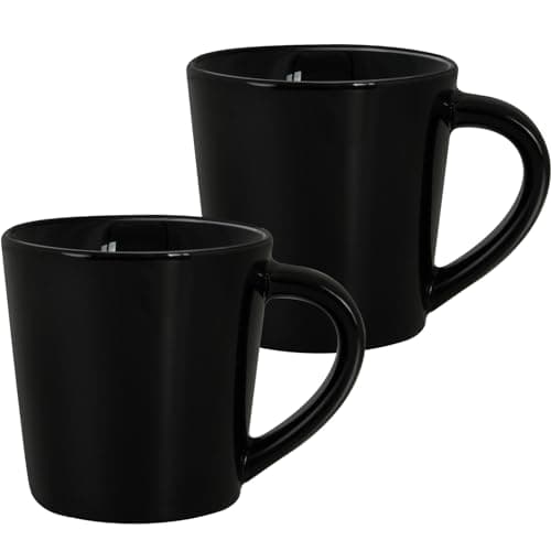 2-Pack White Ceramic Espresso Cups Set for Coffee and Tea — Black