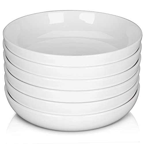 6 Pack Ceramic Pasta Bowls Set White Dishwasher Safe Salad Bowls