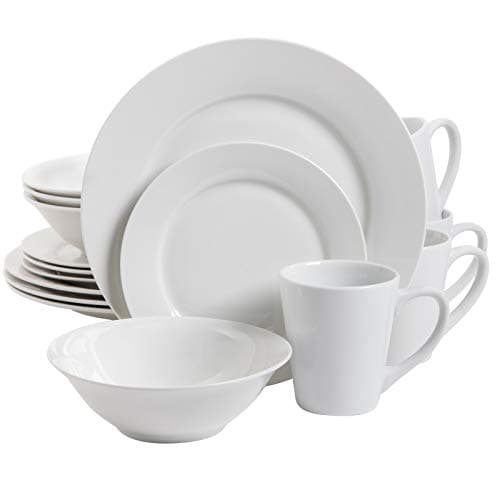 Gibson Home Zen Buffet White Porcelain Dinnerware Set (16pcs, Square) — White (Round)
