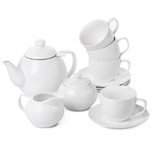 Royal 8oz Tea Set: Pot, 4 Cups, Creamer, Sugar, Porcelain