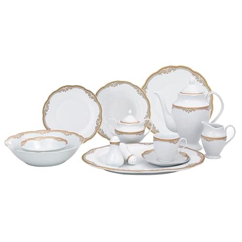 Lorenzo Import Isabella 57-Piece Wavy Porcelain Dinnerware Set for Casual and Formal Gatherings 
| Lorenzo Import Isabella 57-Piece Wavy Porcelain Dinnerware Set for Families and Entertaining 
| Lorenzo Import Isabella 57-Piece Wavy Porcelain Dinner 