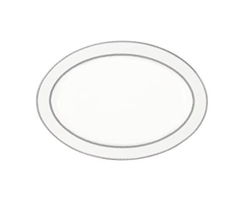 Arianna Collection Bone China Serving Platter, 14, Silver by Lorren Home Trends