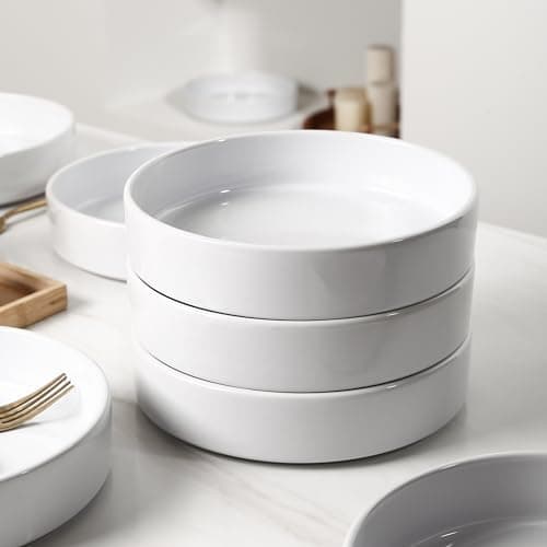 Stoneware Celina Bowl Set, 4-Piece White Pasta Bowls for Kitchen