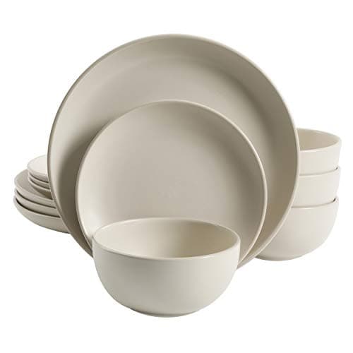 Gibson Home Rockaway Round Stoneware Dinnerware Set, Blue (4 Servings) — Cream