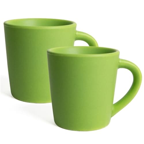 2-Pack White Ceramic Espresso Cups Set for Coffee and Tea — Green