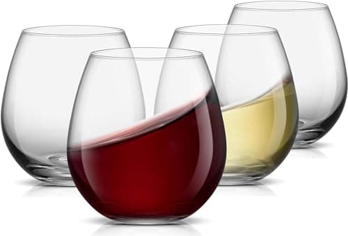 JoyJolt Stemless Wine Glasses for Red or White (Set of 4) - 15-Ounces